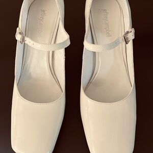Jeffrey Campbell Bourdin Cream Patent Leather Mary Jane 3” Heels - Size 9